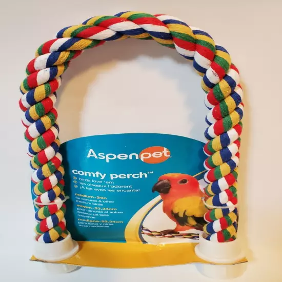 Aspen Pet Comfy Perch For Birds 21" Flexible Rope Multicolored 