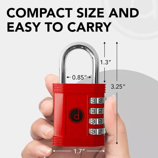 Padlock 4 Digit Combination Lock - for Gym School Locker, Outdoor Gate, Shed, Fe