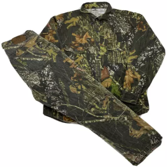 Mossy Oak Break Up Camouflage Jeans & Button Up Collared Shirt Mens L 36 x 32 