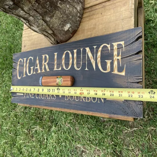 Cigar Lounge Whiskey Bar Bourbon Wood Sign Carved Rustic Tavern Antique Look