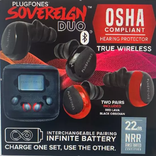 Plugfones Sovereign Duo Bluetooth OSHA CERTIFIED Hearing Protection with Audio