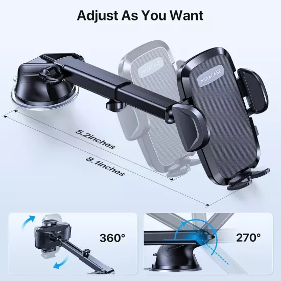 Truck Phone Holder Mount Heavy Duty Truck Dashboard Windshield Long Anti-Shake