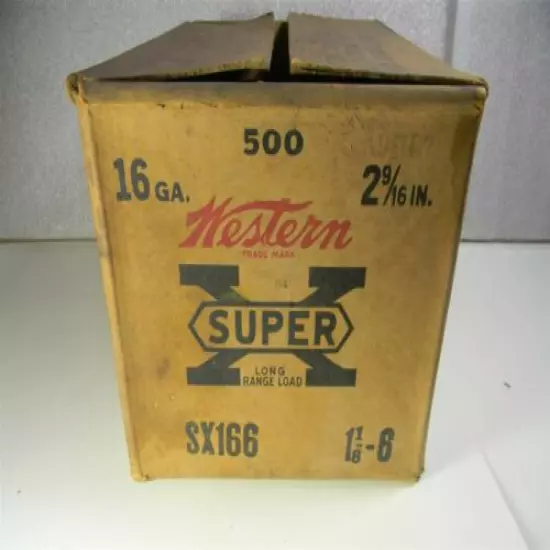 c1950s Western Cartridge Co. Super X 16 Ga. Shot Shell Shipping Case - !10 - 6D