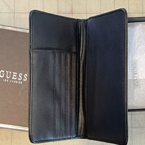 GUESS Los Angeles Elite Passport Case Holder Leather One Size Black NEW