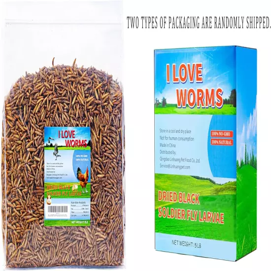 Dried Black Soldier Fly Larvae (5Lb), 100% Natural 5 Pound (Pack of 1)