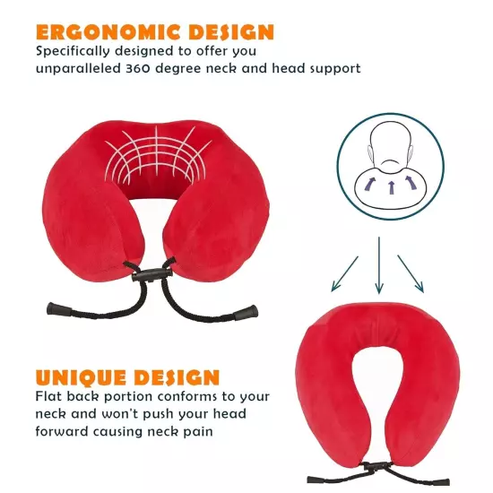 Neck Pillows Travel Pillow Head Rest Pillows for Flight Cars Home Office Red