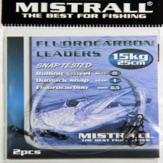  Fluorocarbon Fishing invisible Leaders Swivel Snaps Pike Lures 10 pack =20 pcs.