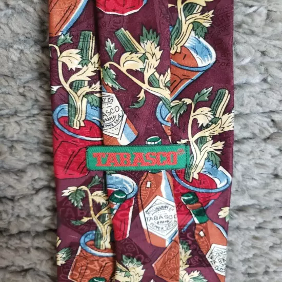 Vintage Tabasco Hot Sauce Bloody Mary Silk Tie Made in USA 