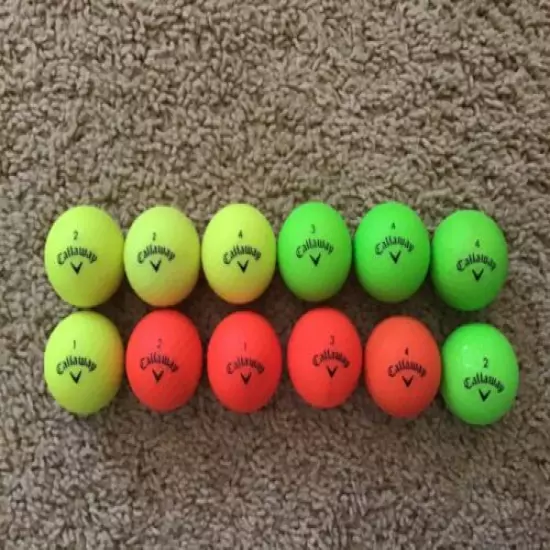 1 Dozen Callaway Matte AAAAA/AAAA/AAA Yellow/Green/Orange Golf Balls