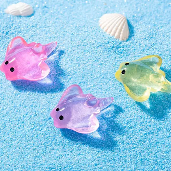 10Pcs Cartoon Mini Cute Manta Ray Mini Ornaments Aquarium Fish Tank Decoratio Sn