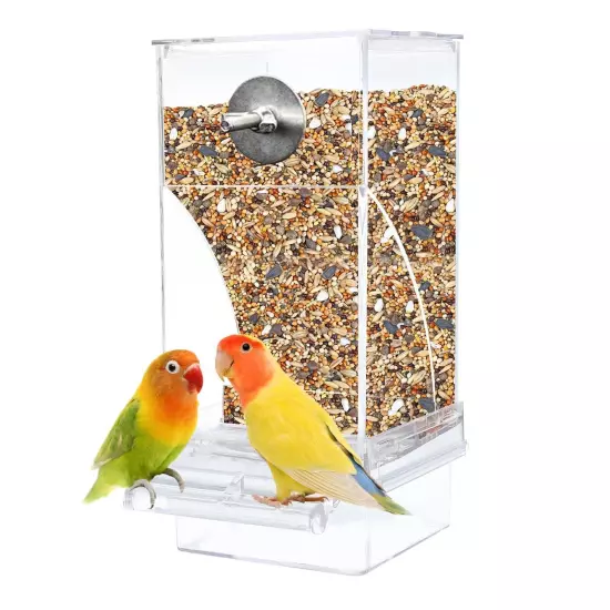 No-Mess Bird Feeder Parrot Integrated Automatic Feeder Seed Food Container Ac...