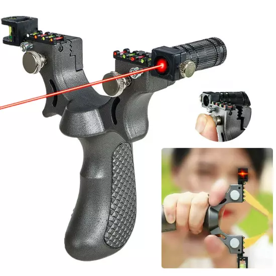 Hunt Professional Catapult Laser Slingshot With Rubber Aim Point Target Hiking