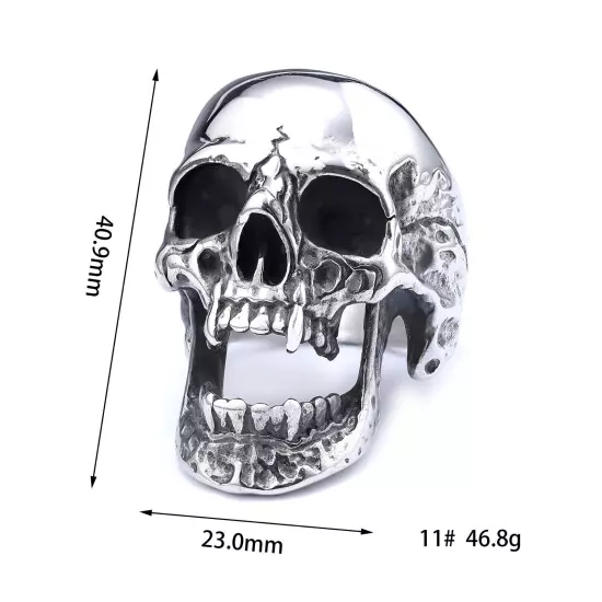 Punk Stainless Steel Gothic Motorcycle Biker Vampire Skull Rings Hip Hop Jewelry