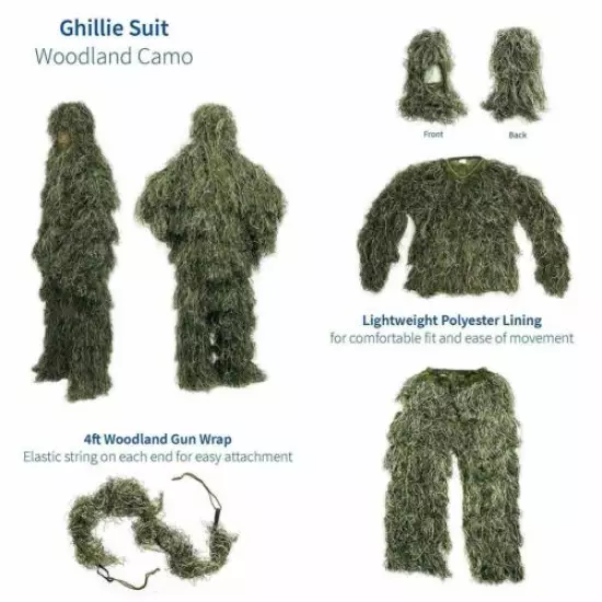 3D Woodland Camouflage Children Kids Military Games Show Hunting Ghillie Suit