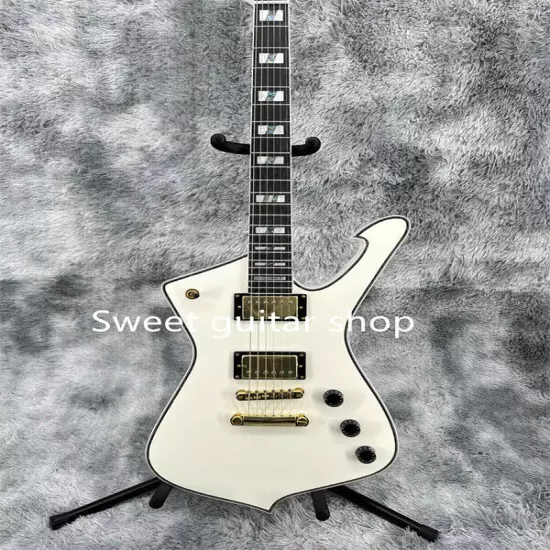 New White Iceman Electric Guitar Gold Hardware Fixed Bridge 2H Pickup Solid Body