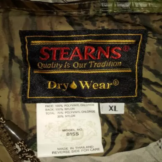 Mens Sterns Dry Wear Camouflage Lightweight Hooded Rain Jacket 