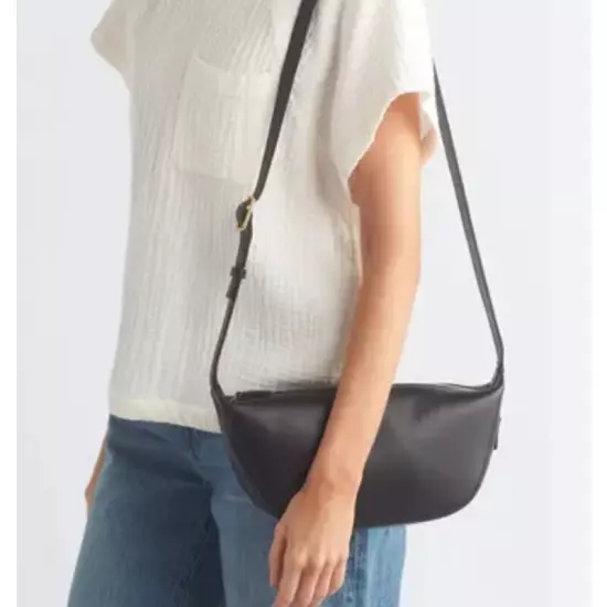 Madewell The Sling Crossbody Leather Bag in True Black NWT