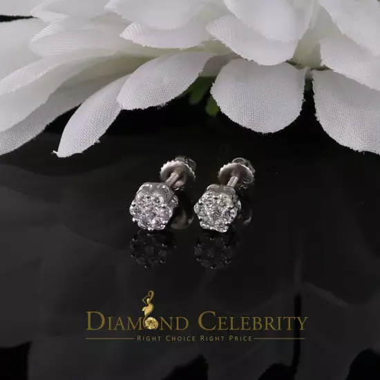 925 White Silver Sterling Hip Hop 1.14ct Cubic Zirconia Floral Women's Earrings