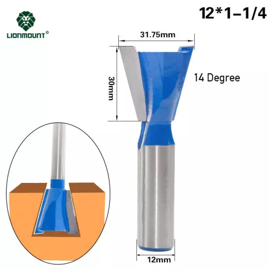 1/4" 12mm 1/2" Shank Dovetail Router Bit Set 1PC/6PCS 8 Degree 14 Degree