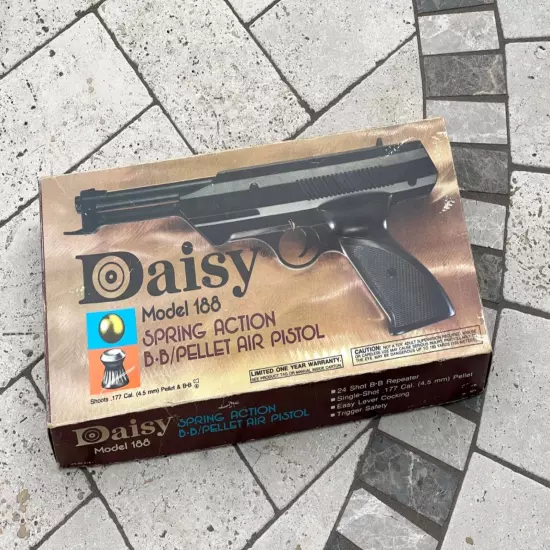 Vintage Daisy BB Air Pistol Model 188 Steel Air Gun Shot Easy Lever Cocking Ammo