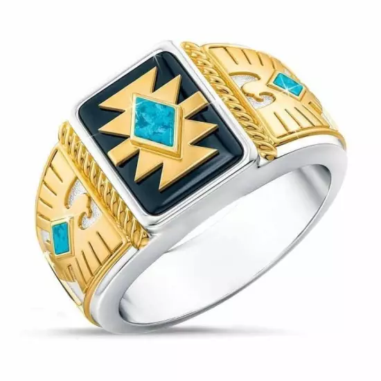 Mens Turquoise Eagle Rings Gold Silver Punk Hip Hop Ring Jewelry Gift Size 6-13