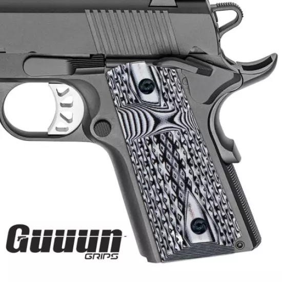 Guuun G10 Grips for 1911 Compact/Officer Big Scoop Diamond Cut Texture - 9 Color