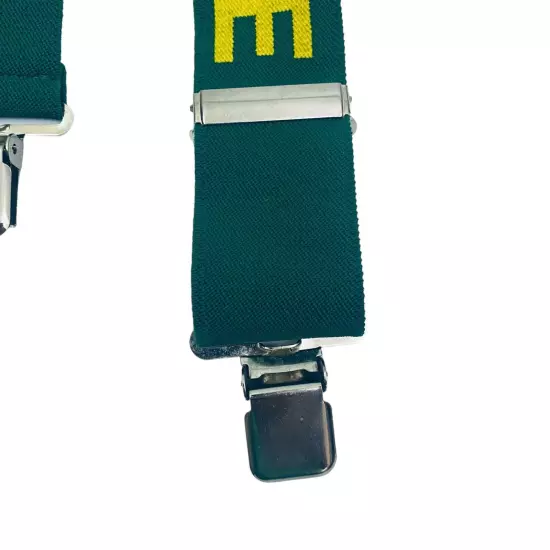 Vintage John Deere Suspenders Green Adjustable Elastic Logo - NICE!