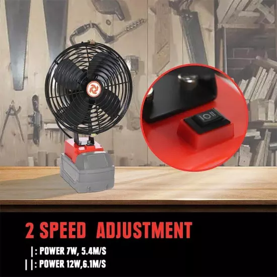 For Milwaukee 18V Li-Ion Battery Portable Cordless Jobsite Fan Workshop Camping