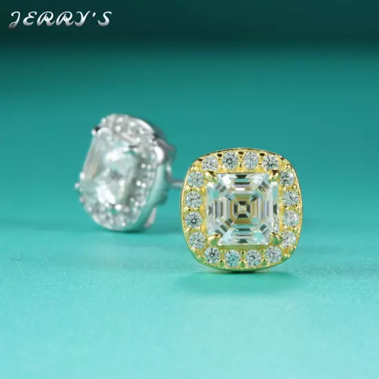 0.6CT Square Princess Cut Moissanite Stud Earrings Screw Back Hip Hop Jewelry