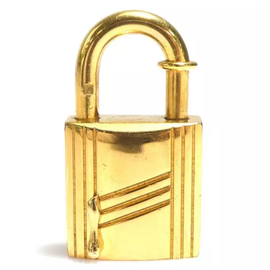 Hermes Authentic Cadena Padlock 1998 ANNEE ARBRE Gold-tone Metal 3.6x2cm No Box