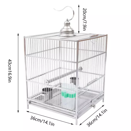 Stainless Steel Bird Cage Large Drawer Type Bird Cage w/Food Bowls+Baffle Kit 