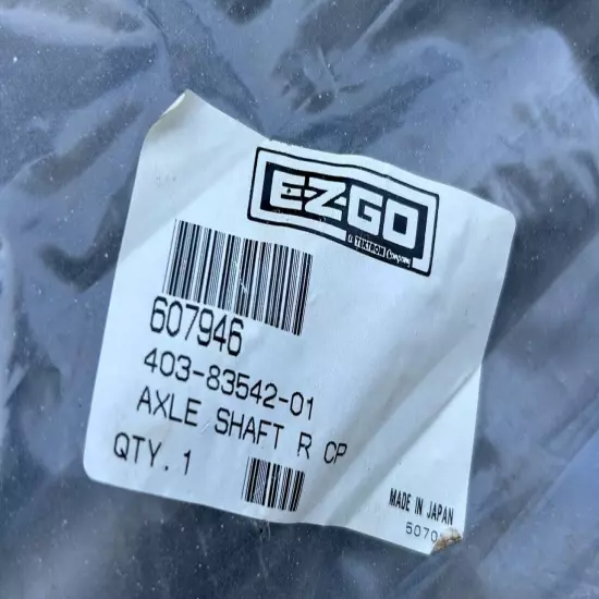 EZGO DRIVER'S SIDE AXLE SHAFT OEM 607946 NEW RIGHT TXT RXV