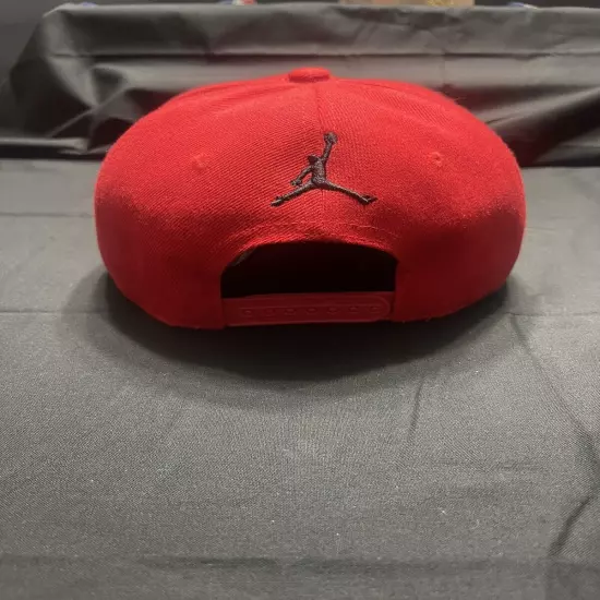 Nike Air Jordan Jumpman Flat Bill SnapBack Red/Black Cap With Print Under Bill