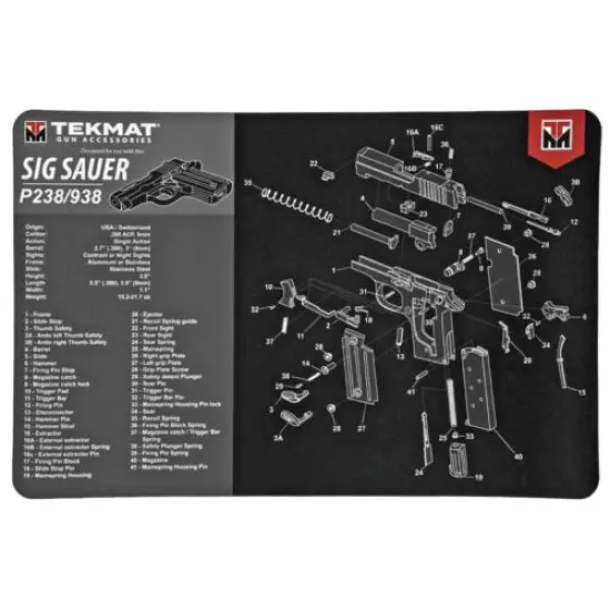 TEKMAT Armorers Bench Mat – Sig Sauer P238 and P938