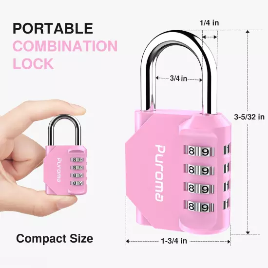 1 Pack Combination Lock 4 Digit Locker Lock Outdoor Waterproof Padlock for Schoo