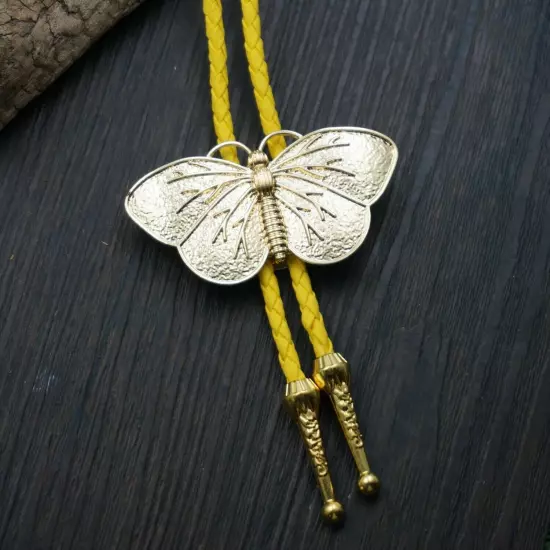 Men BOLO Tie Vintage Butterfly Wedding Pendant Necklace Alloy PU Western Cowboy