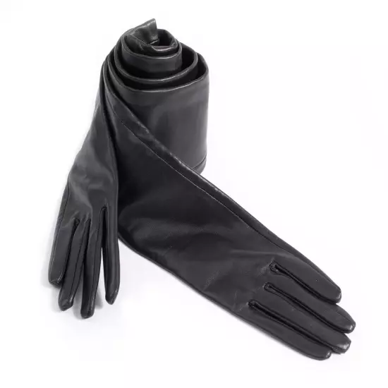 Custom made 30cm to 80cm long plain style evening real leather gloves 18 colors