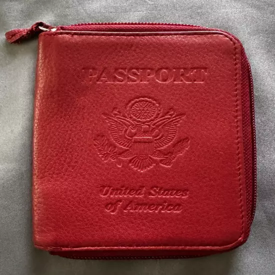 New NWOT Red Wilsons Leather Bifold Passport Wallet 3 3/4x5 3/8”