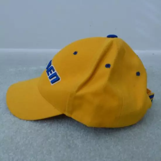 MYRTLE BEACH LABEL YELLOW SWEDEN GOLF BASEBALL CAP HAT HOOK AND LOOP STRAP EUC