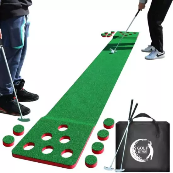 NEW 2-FNS Golf Game Play Set, 11'5 Golf Putting Green Mat for Indoor Outdoor Go