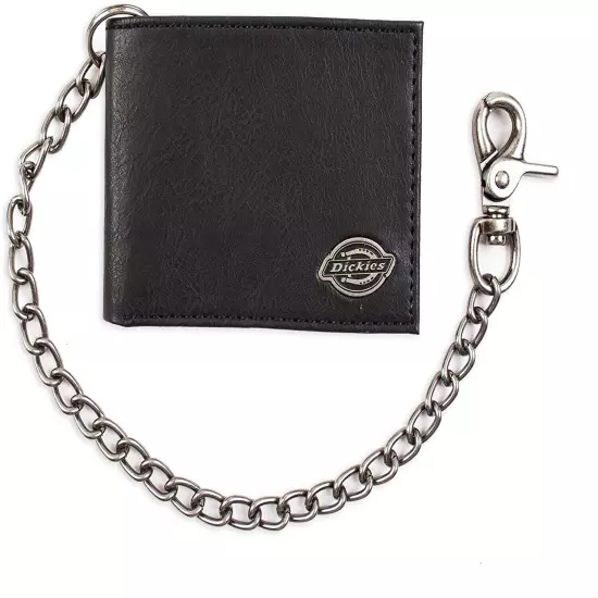 Dickies Men's Leather Slimfold Wallet With Chain