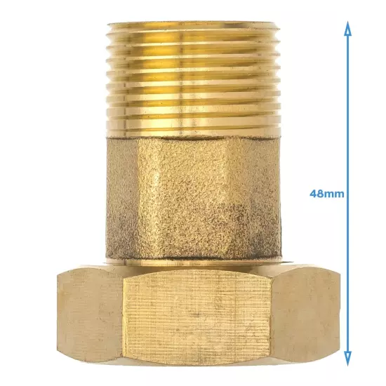 Brass 3/4" BSP Male To 1" Inch BSP Female 38mm Water Meter Coupler Pipe Fitting