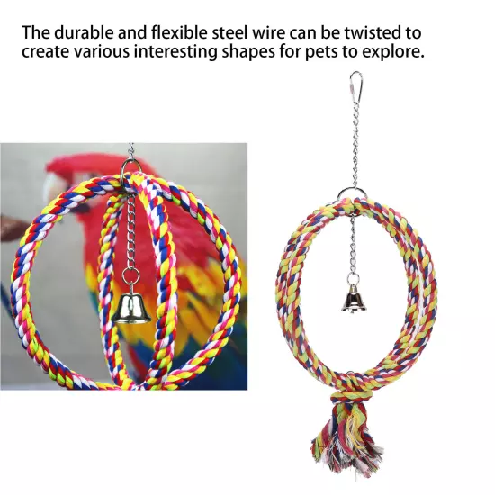 Parakeet Bird Ring Toy Cotton Rope Stainless Steel Wire Circle Ring For Pet AD5