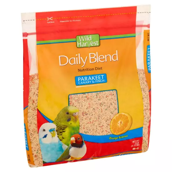 Daily Blend Nutrition Diet for Parakeet, Canary & Finch, Orange Essence, 5 lbs.