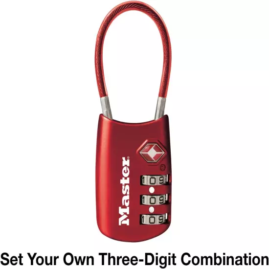 4688D Set Your Own Combination TSA Approved Luggage Lock, 1 Pack, Red