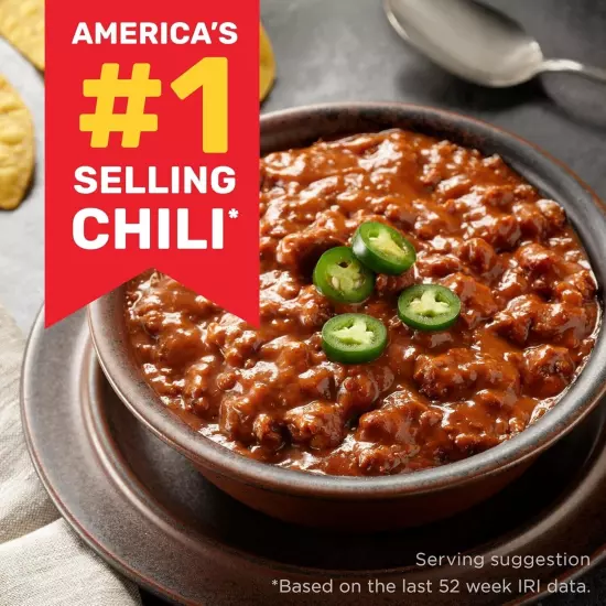 HORMEL Chili Chunky Beef Chili with Beans, No Artificial Ingredients, 15 Oz