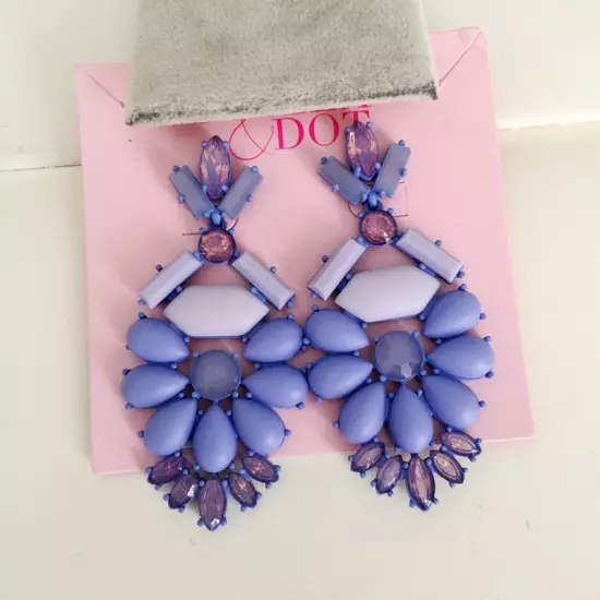 New on Card STELLA & DOT Heck Yes Statement Chandelier Earrings -Lavender