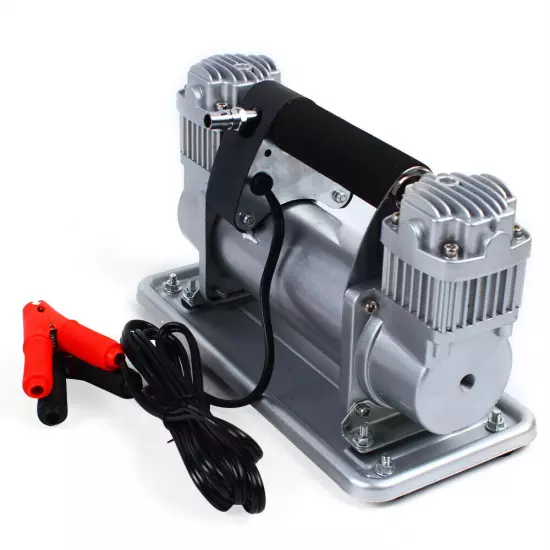 12V 480W Heavy Duty Metal Dual Cylinder Pump Air Compressor Tire Inflator