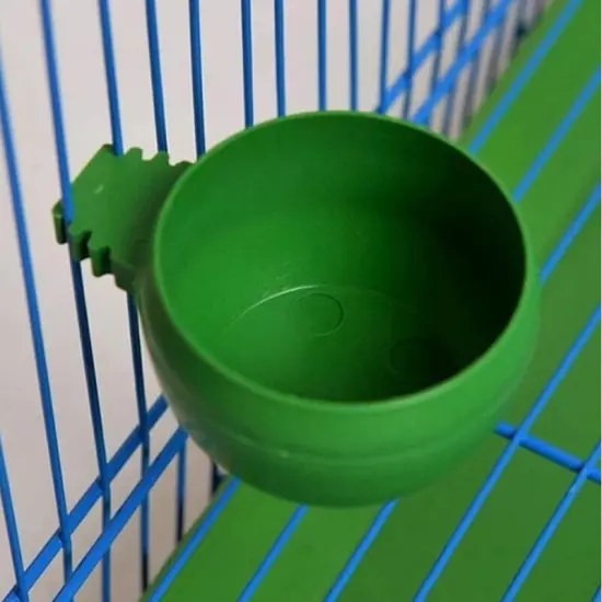 Mini Bird Parrot Food Water Bowl Feeder Plastic Pigeons Birds Cage Sand Cup L ➳