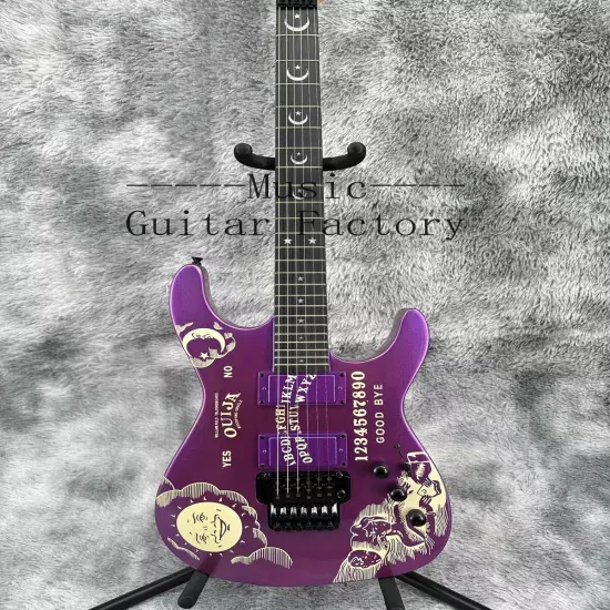 Solid Custom Ouija Purple ST Electric Guitar Black Hardware Maple Neck HH Pickup